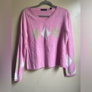 CASHMERE Valerie Stevens V neck y2k sweater size L preppy academia mean girls